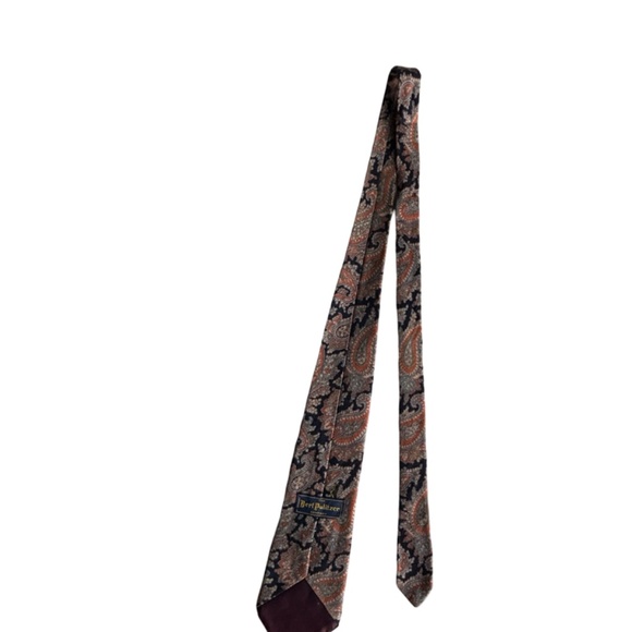 Bert Pullitzer Paisley Neck Tie - Orange & Navy Blue - Picture 3 of 5